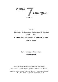 N° 92 Séminaire De Structures Algébriques Ordonnées 2016
