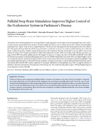 Pallidal Deep Brain Stimulation Improves Higher Control of the Oculomotor System in Parkinson’S Disease