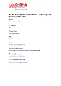 The Relationship Between Triple Bottom Line Leverage and Branding of Sport Events