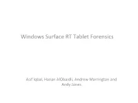 Windows Surface RT Tablet Forensics