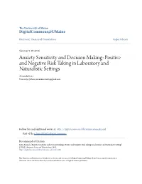 Anxiety Sensitivity and Decision Making