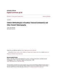 Citation Methodologies in Eusebius' Historia Ecclesiastica and Other