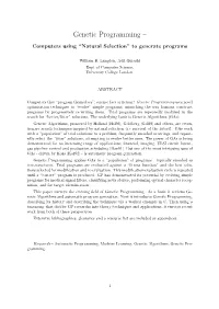 Genetic Programming –