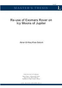MASTER's THESIS Re-Use of Exomars Rover on Icy Moons of Jupiter
