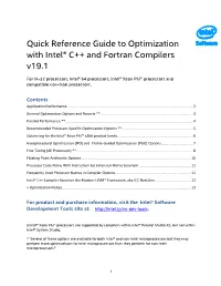 Quick-Reference Guide to Optimization with Intel® Compilers
