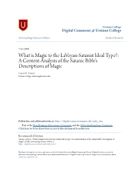 What Is Magic to the Laveyan-Satanist Ideal Type?: a Content-Analysis of the Satanic Bible's Descriptions of Magic