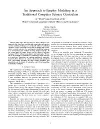An Approach to Employ Modeling in a Traditional Computer Science