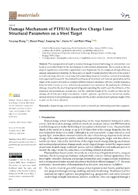 Damage Mechanism of PTFE/Al Reactive Charge Liner Structural Parameters on a Steel Target