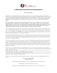 Is Affirmative Action Reverse Discrimination?