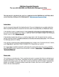 ONA Item Essential Elements for Use with ADL/IADL and Medication Management Only (Updated 6/29/2021)