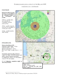 Possible Radiological Impact of the Belarus Npp For