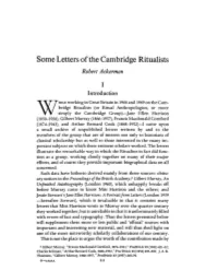 Some Letters of the Cambridge Ritualists Robert Ackerman