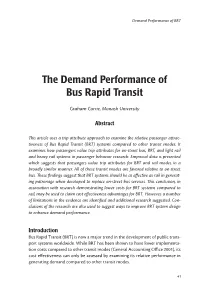 The Demand Performance of Bus Rapid Transit