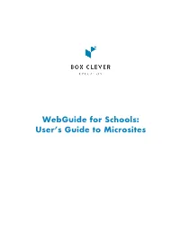 Webguide for Schools: User’S Guide to Microsites
