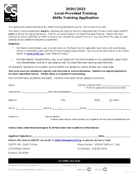 2020/2021 Local-Provided Training Skills Training Application