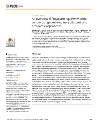 An Overview of Phoneutria Nigriventer Spider Venom Using Combined Transcriptomic and Proteomic Approaches