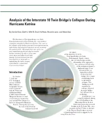Analysis of the Interstate 10 Twin Bridge's Collapse During