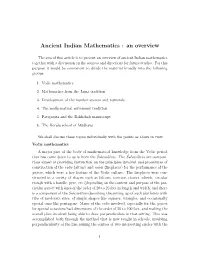 Ancient Indian Mathematics : an Overview