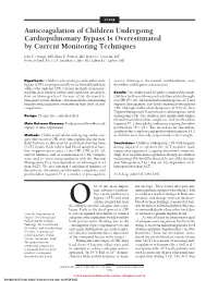 Anticoagulation of Children Undergoing Cardiopulmonary Bypass Is Overestimated by Current Monitoring Techniques