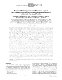 Functional Anthology of Intrinsic Disorder. 3. Ligands, Post-Translational Modifications, and Diseases Associated with Intrinsically Disordered Proteins