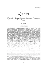 Notes Brèves