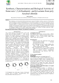 Synthesis, Characterization and Biological Activity of Some New 1,3,4-Oxadiazole and Β-Lactams from Poly Acryloyl Chloride