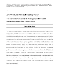 7 a Critical Juncture in EU Integration?