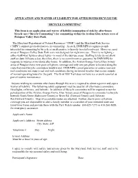 Application and Waiver of Liability for After Hours Bicycle Use