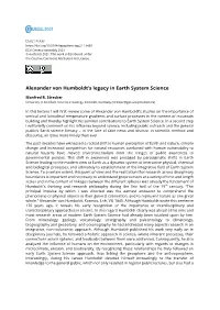 Alexander Von Humboldt's Legacy in Earth System Science