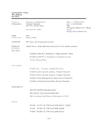 Curriculum Vitae Wei Zhang 09/2016