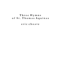 Eric Choate Three Hymns of St. Thomas Aquinas
