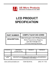 Lcd Product Specification