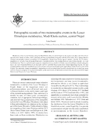 Petrographic Records of Two Metamorphic Events in the Lesser Himalayan Metabasites, Modi Khola Section, Central Nepal