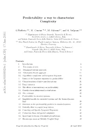 Predictability: a Way to Characterize Complexity