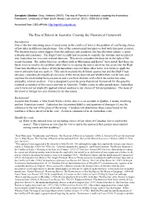The Rise of Renvoi in Australia: Creating the Theoretical Framework