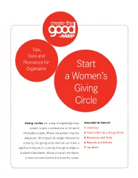 A Women's Giving Circle. Tips, Tools and Resources for Organizers