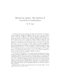 Beyond the Axioms: the Question of Objectivity in Mathematics