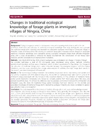 Changes in Traditional Ecological Knowledge of Forage Plants In