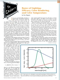 Efficacy, Color Rendering, and Color Temperature by Uwe Happek