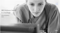 IBM Watson Health in Oncology