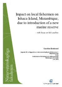 Impact on Local Fishermen on Inhaca Island, Mozambique, Due to Introduction of a New Marine Reserve