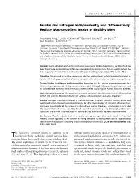 Insulin and Estrogen Independently and Differentially Reduce Macronutrient Intake in Healthy Men