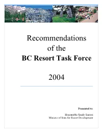 Recommendations of the BC Resort Task Force