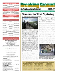 Summer in West Nipissing Coordinator by Janet Parsons , NEOSCIA President Graham Gambles