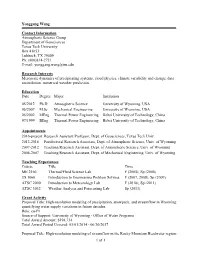 1 of 3 Yonggang Wang Contact Information Atmospheric Science