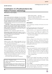 Contribution of a Prosthodontist in the Field of Forensic Odontology 1MR Dhakshaini, 2Ashish Satpathy