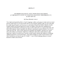 Neuropsychological Test Adaptation Into Greek: a Comparative Study of Cognitive-Linguistic Performance in Older Adults