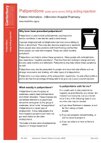 Paliperidone Long Acting Injection Patient Information