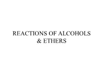 Reactions of Alcohols & Ethers 1