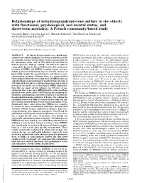 Relationships of Dehydroepiandrosterone Sulfate In